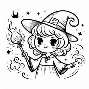 Desenho de Desenho Jovem Bruxa Magica