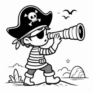 Desenho de Desenho Jovem Pirata Telescopio