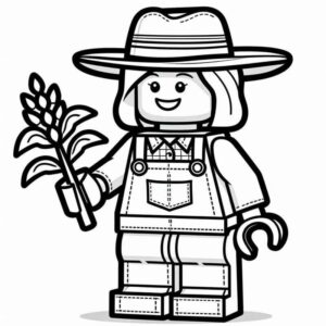 Desenho de Desenho Lego Fazendeira Com Chapeu E Trigo