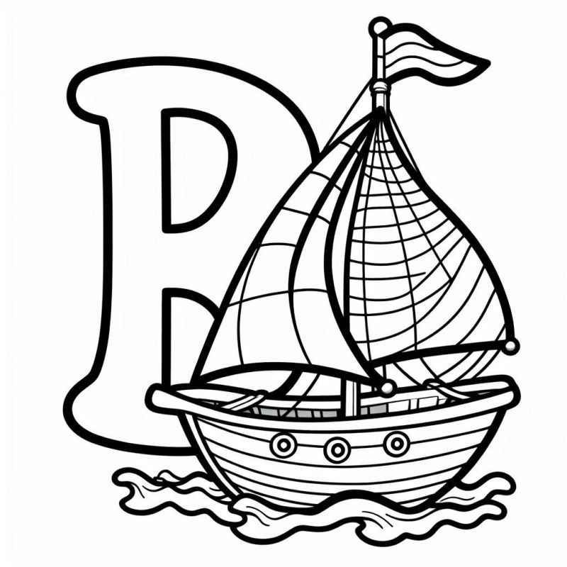 Desenho de Desenho Letra B Barco Para Colorir