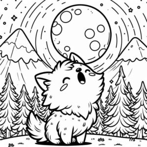 Desenho de Desenho Lobo Uivando Halloween 1