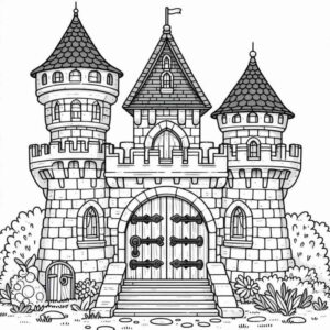 Desenho de Desenho Majestoso Castelo Detalhado