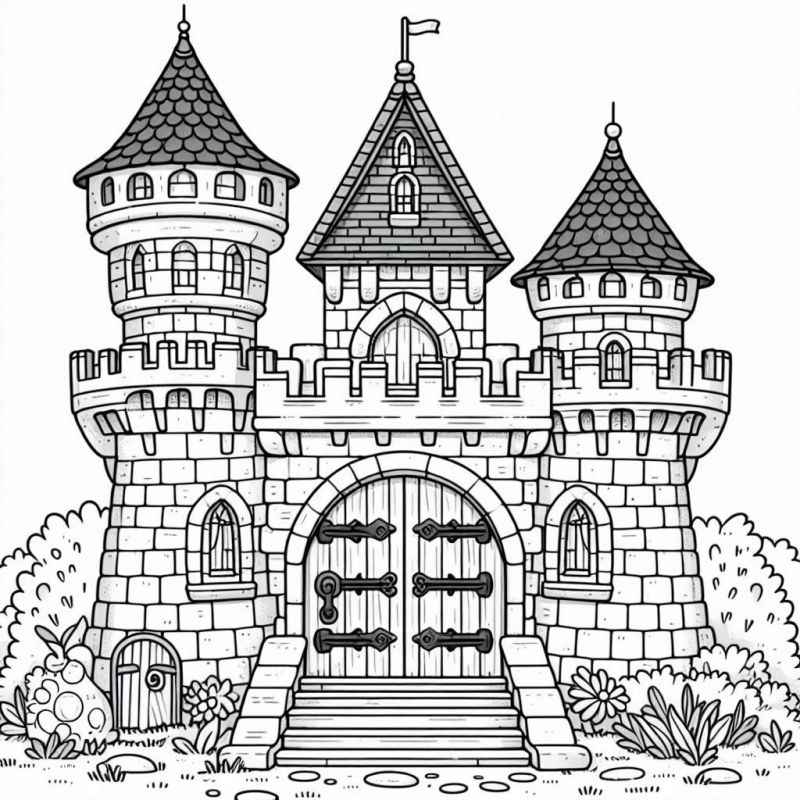Desenho de Desenho Majestoso Castelo Detalhado