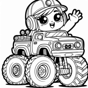 Desenho de Desenho Monster Truck Com Personagem Fofinho