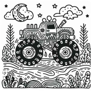 Desenho de Desenho Monster Truck Detalhado 1