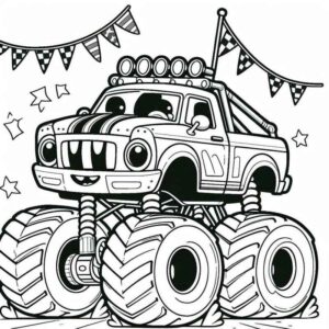 Desenho de Desenho Monster Truck Festivo Para Colorir