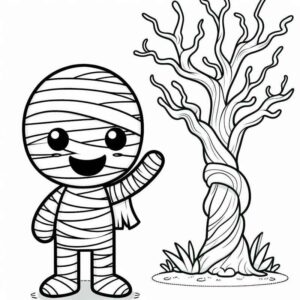 Desenho de Desenho Mumia Halloween Amigavel