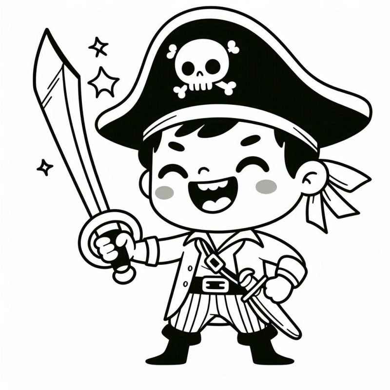 Desenho de Desenho Pirata Alegre Para Colorir