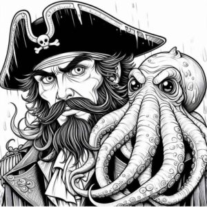 Desenho de Desenho Pirata Polvo Detalhado