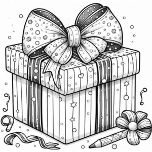 Desenho de Desenho Presente Aniversario Detalhado