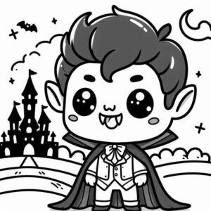Desenho de Desenho Vampiro Chibi Halloween