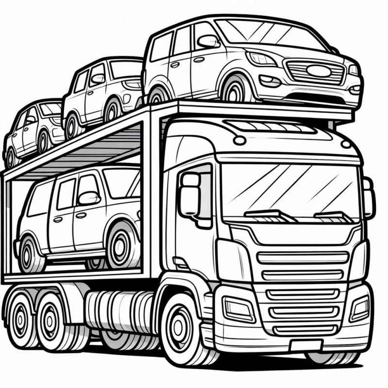 Desenho de Detalhado Caminhao Cegonha Para Colorir