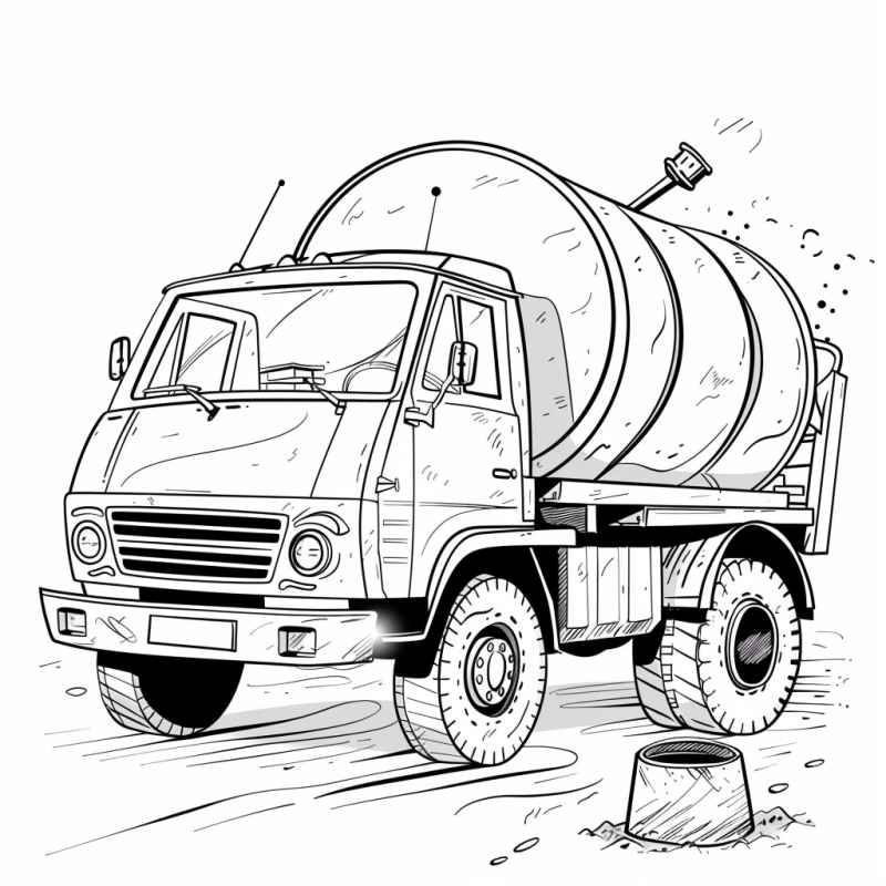 Desenho de Detalhado Caminhao Tanque Para Colorir