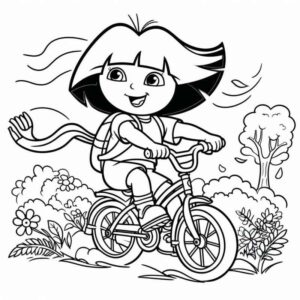Desenho de Dora Aventureira Bicicleta Campo