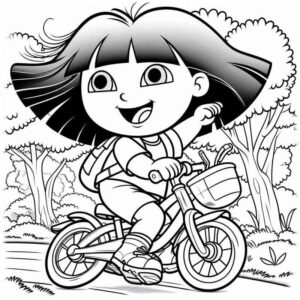 Desenho de Dora Aventureira Bicicleta Parque