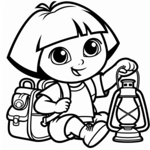 Desenho de Dora Aventureira Com Lanterna Desenho Para Colorir