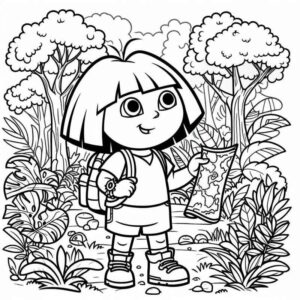 Desenho de Dora Aventureira Floresta