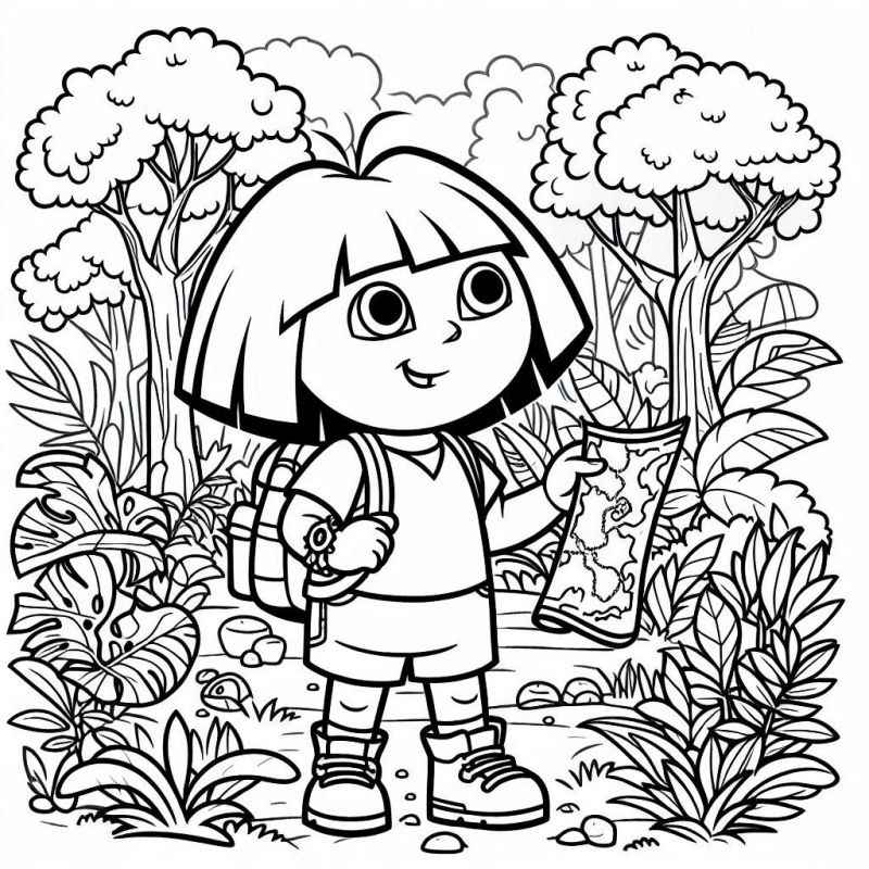Desenho de Dora Aventureira Floresta
