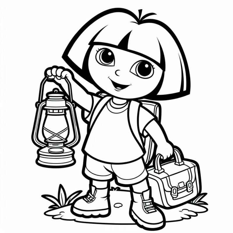 Desenho de Dora Aventureira Lanterna Mochila