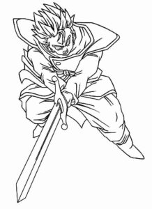 Desenho de Dragon Ball Z Para Colorir Gohan Espada