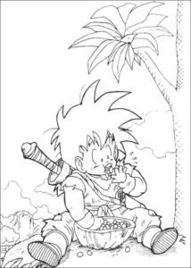 Desenho de Dragon Ball Z Para Colorir Gohan Treinando