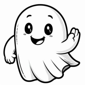 Desenho de Fantasma Amigavel Fofinho Halloween