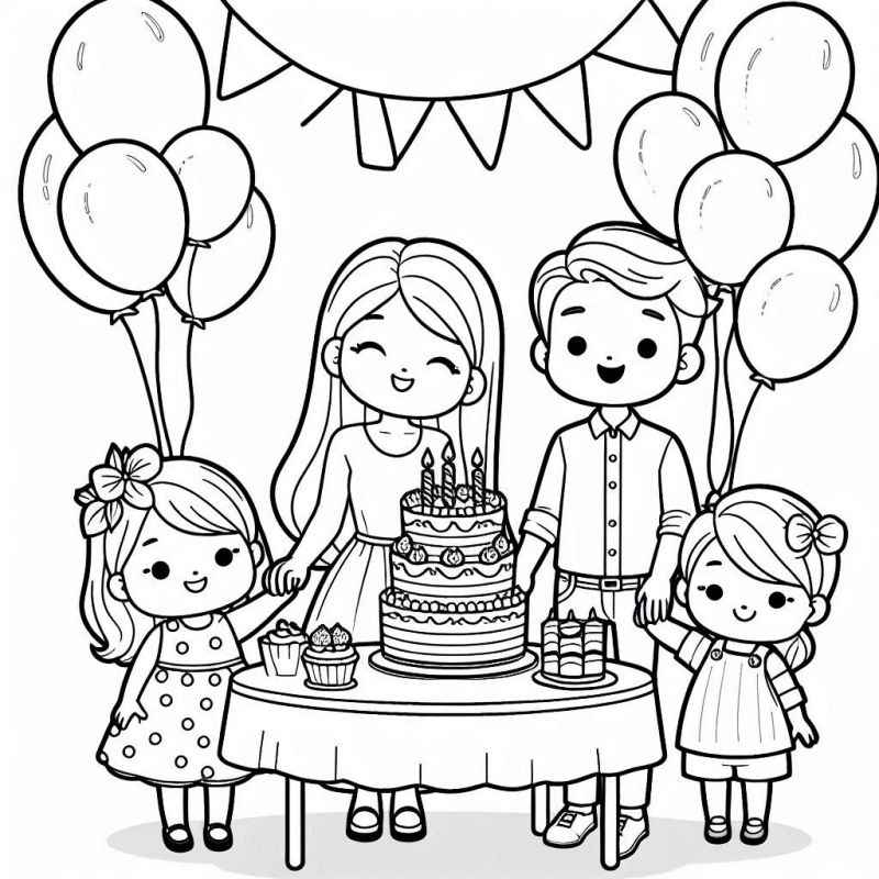 Desenho de Festa Aniversario Familia Desenho Colorir