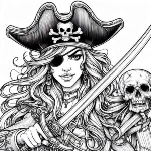 Desenho de Figura Feminina Pirata
