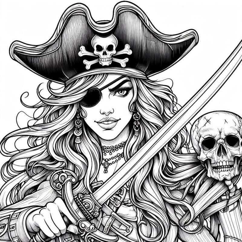 Desenho de Figura Feminina Pirata