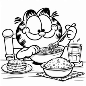 Desenho de Garfield Gato Pronto Para Colorir