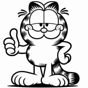 Desenho de Garfield Gato Satisfeito Para Colorir