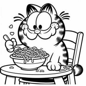 Desenho de Garfield Macarrao Colorir