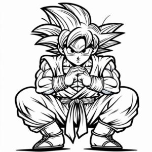 Desenho de Goku Determinado Arte Marcial Dragon Ball