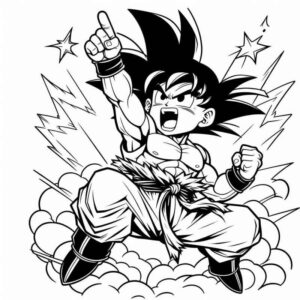 Desenho de Goku Dinamico Para Colorir