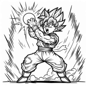 Desenho de Goku Kamehameha Desenho Para Colorir