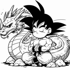 Desenho de Goku Meditacao Dragao Serpentino