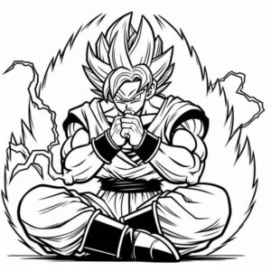 Desenho de Goku Meditacao Dragon Ball