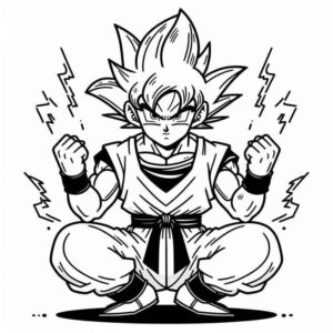 Desenho de Goku Meditacao Energia Dragon Ball