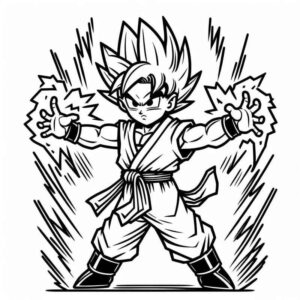 Desenho de Goku Super Saiyajin Em Acao