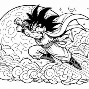 Desenho de Goku Voador Acao Dinamica