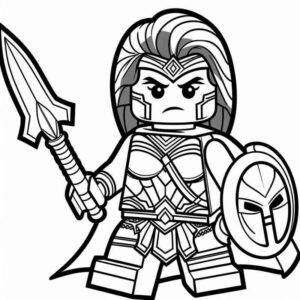 Desenho de Guerreiro Lego Armadura Lanca Escudo