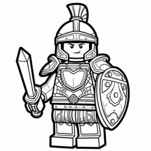 Desenho de Guerreiro Medieval Lego Detalhado