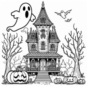 Desenho de Halloween Casa Mal Assombrada Desenho