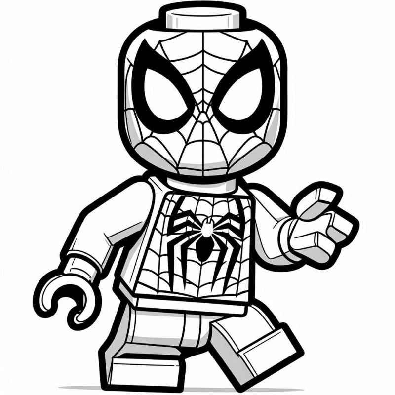 Desenho de Lego Homem Aranha Em Movimento