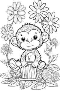 Desenho de Macacos Desenho Colorir Imprimir 001