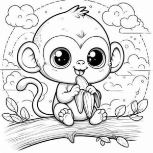 Desenho de Macacos Desenho Colorir Imprimir 005