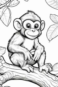 Desenho de Macacos Desenho Colorir Imprimir 008