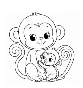 Desenho de Macacos Desenho Colorir Imprimir 087