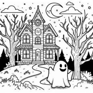 Desenho de Mansion Assombrada Para Colorir