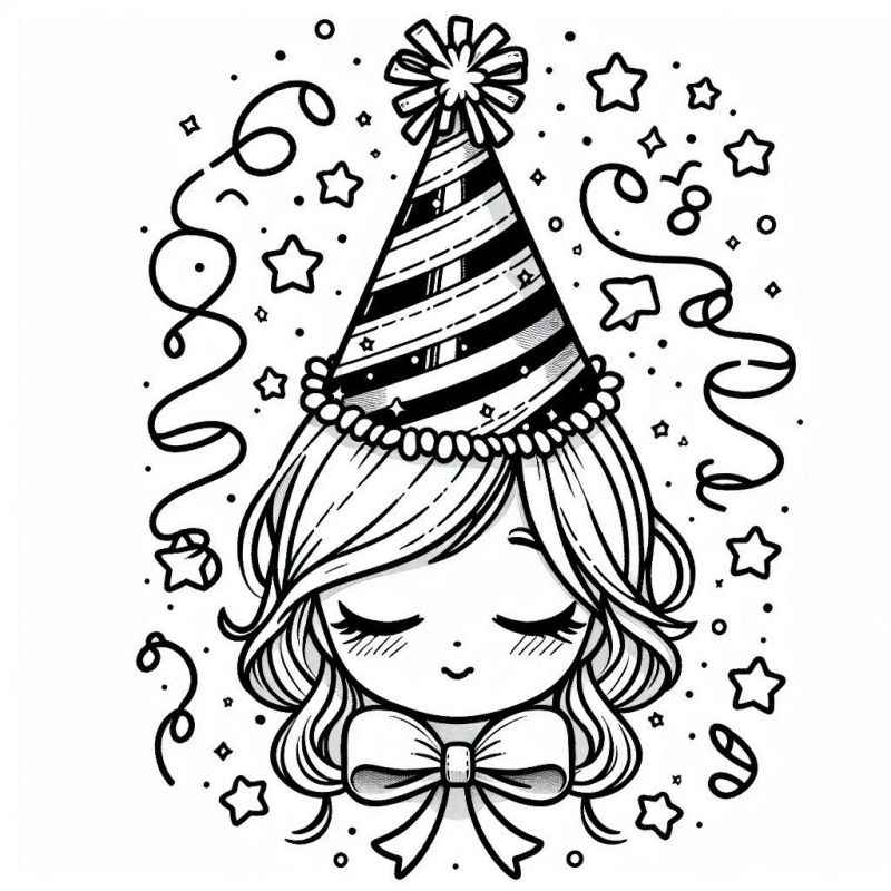 Desenho de Menina Festa Aniversario Desenho